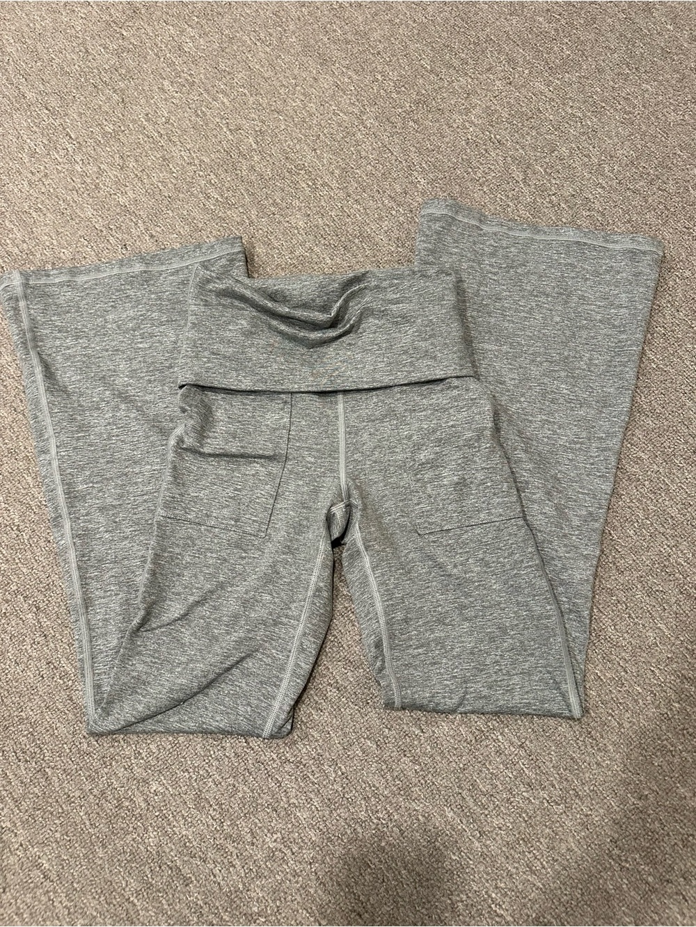 aerie Grey Fold-Over Waist Boot Cut Pants